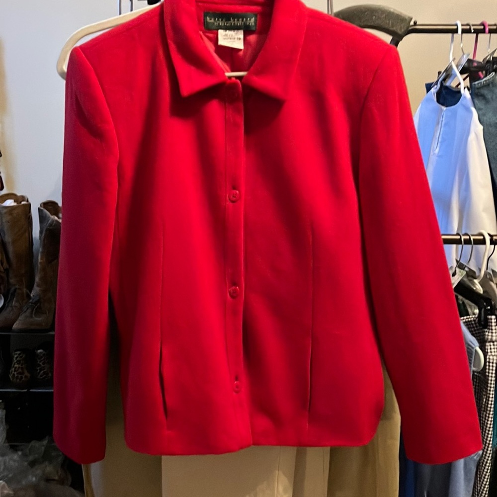 11) Wear RED wool jacket w/hidden side pockets